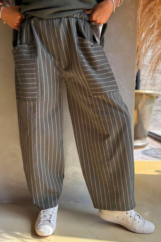 Burlington Stretch Button Pocket Barrel Pant Dark Khaki